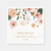 Pink Poppy Floral Bridal Shower Napkins スタンダードカクテルナプキン (正面)