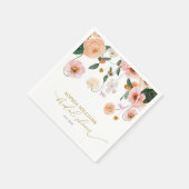Pink Poppy Floral Bridal Shower Napkins スタンダードカクテルナプキン (角)