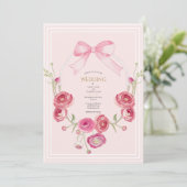 Pink Poppy Floral Vintage Wedding 招待状 (スタンド正面)