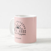 Pink Positive Motivational Quote with Any Name コーヒーマグカップ (正面左)