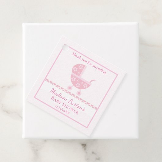 Pink Pram Cute Girl Baby Shower フェイバータグ (インサイチュ)