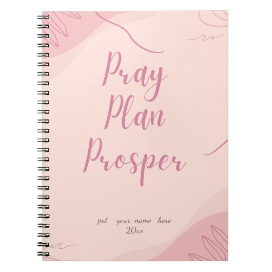 Pink Pray Plan Prosper Faith-Based Daily  ノートブック (正面)