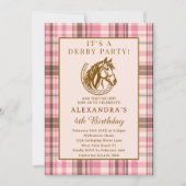 Pink Preppy Equestrian Derby Girl Birthday Party 招待状 (正面)