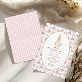 Pink Preppy One Silly Goose Bow 1st Birthday 招待状