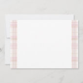 Pink Preppy Teddy Bear Girl Baby Shower Plaid Bow サンキューカード (裏面)