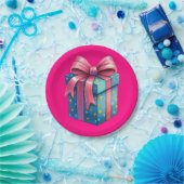 Pink Present ペーパープレート (パーティー)