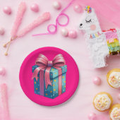 Pink Present ペーパープレート (パーティー)