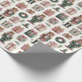 Pink Presents with Holiday Nutcracker ラッピングペーパー (角)