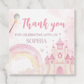 Pink Princess 4th Birthday Party Square フェイバータグ (正面)