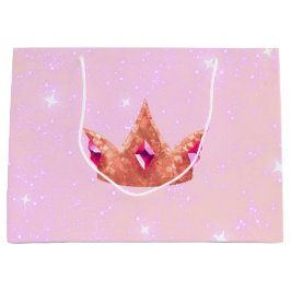 Pink Princess Birthday Gift Bag ラージペーパーバッグ