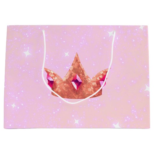 Pink Princess Birthday Gift Bag ラージペーパーバッグ (正面)