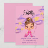 pink princess birthday invitation 招待状 (正面/裏面)