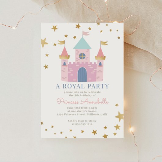 Pink Princess Birthday Party Invitation シーズンカード