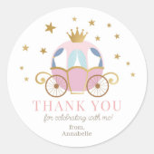 Pink Princess Birthday Party Stickers ラウンドシール (正面)