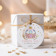 Pink Princess Birthday Party Stickers