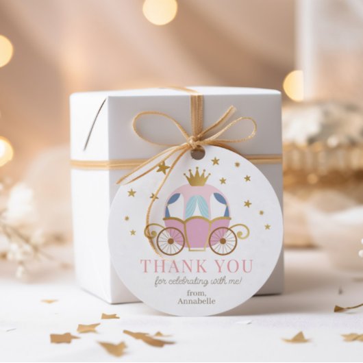 Pink Princess Birthday Party Stickers ラウンドシール