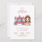Pink Princess Carriage Birthday Party Invitation 招待状 (正面)
