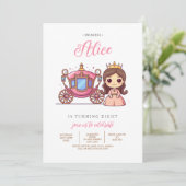 Pink Princess Carriage Birthday Party Invitation 招待状 (スタンド正面)