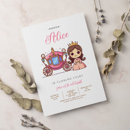 Pink Princess Carriage Birthday Party Invitation 招待状