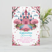 Pink Princess Castle Birthday for Girls 招待状 (スタンド正面)