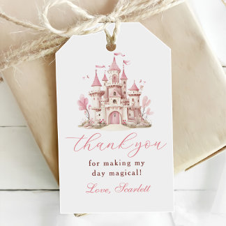 Pink Princess Castle Girl's Birthday Party ギフトタグ