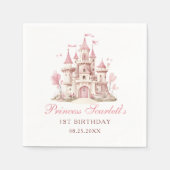 Pink Princess Castle Girl's Birthday Party スタンダードカクテルナプキン (正面)