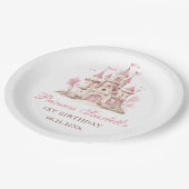 Pink Princess Castle Girl's Birthday Party ペーパープレート (アングル)