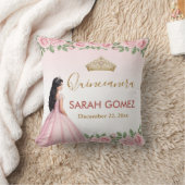 Pink Princess Dress Gold Tiara Quinceañera クッション (ブランケット)