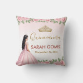 Pink Princess Dress Gold Tiara Quinceañera クッション (正面)