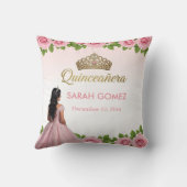 Pink Princess Dress Gold Tiara Quinceañera クッション (裏面)