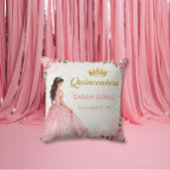Pink Princess Dress Gold Tiara Quinceañera クッション