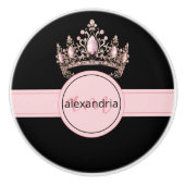 Pink Princess Monogram Tiara Girly Ceramic Knob セラミックノブ (正面)