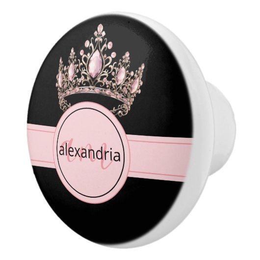 Pink Princess Monogram Tiara Girly Ceramic Knob セラミックノブ (右)