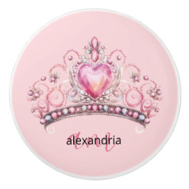 Pink Princess Monogram Tiara Girly Ceramic Knob セラミックノブ