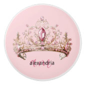 Pink Princess Monogram Tiara Girly Ceramic Knob セラミックノブ (正面)
