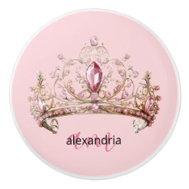 Pink Princess Monogram Tiara Girly Ceramic Knob セラミックノブ