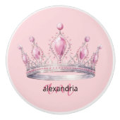 Pink Princess Monogram Tiara Girly Ceramic Knob セラミックノブ (正面)