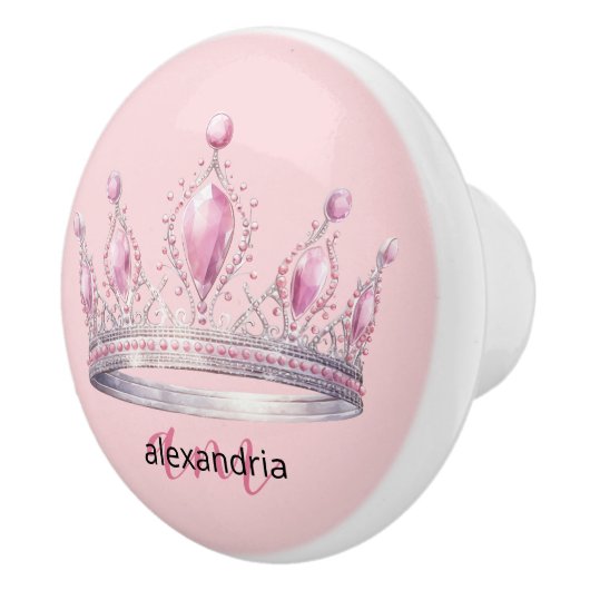 Pink Princess Monogram Tiara Girly Ceramic Knob セラミックノブ (右)