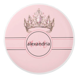 Pink Princess Monogram Tiara Girly Ceramic Knob セラミックノブ