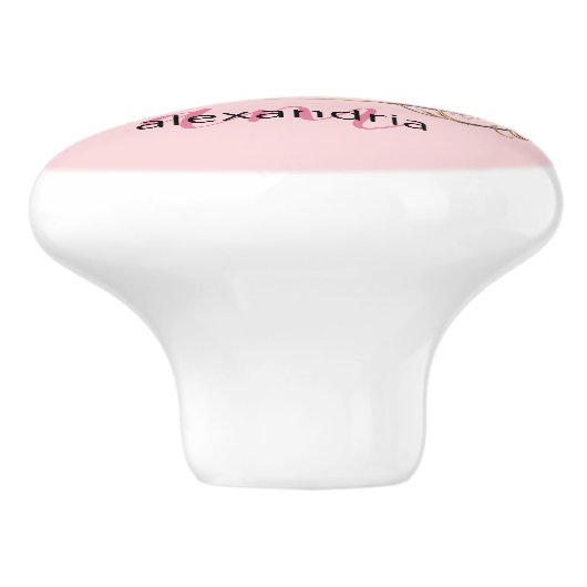 Pink Princess Monogram Tiara Girly Ceramic Knob セラミックノブ (側面)