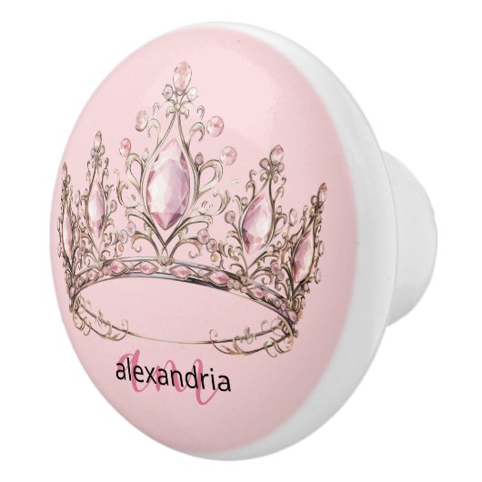 Pink Princess Monogram Tiara Girly Ceramic Knob セラミックノブ (右)