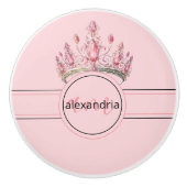 Pink Princess Monogram Tiara Girly Ceramic Knob セラミックノブ (正面)