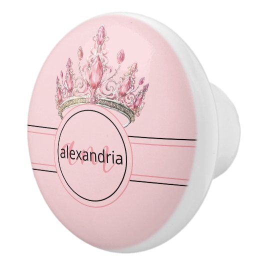 Pink Princess Monogram Tiara Girly Ceramic Knob セラミックノブ (右)