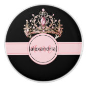 Pink Princess Monogram Tiara Girly Ceramic Knob セラミックノブ (正面)