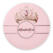 Pink Princess Monogram Tiara Girly Ceramic Knob セラミックノブ (正面)
