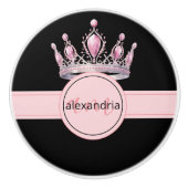 Pink Princess Monogram Tiara Girly Ceramic Knob セラミックノブ (正面)