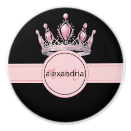 Pink Princess Monogram Tiara Girly Ceramic Knob セラミックノブ