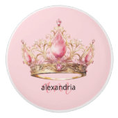 Pink Princess Monogram Tiara Girly Ceramic Knob セラミックノブ (正面)