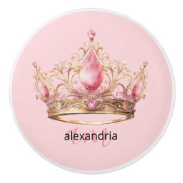 Pink Princess Monogram Tiara Girly Ceramic Knob セラミックノブ