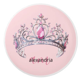 Pink Princess Monogram Tiara Girly Ceramic Knob セラミックノブ
